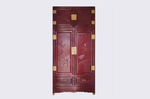 邯山高端中式家居装修深红色纯实木衣柜